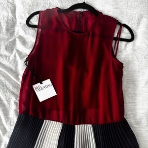 Valentino Red Pleated Dress